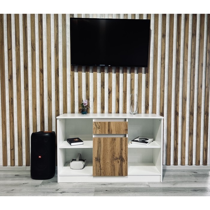 Тумба ТВ Парус, 1200х400х430 Белый/дуб Вотан