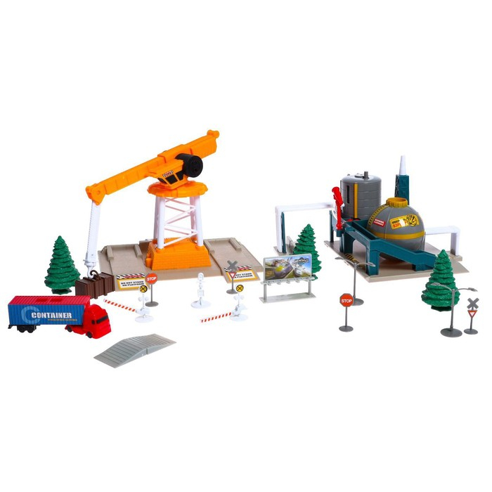 Железная дорога «Промышленный мегаполис» работает от батареек, длина пути 670 см Железная дорога «Промышленный мегаполис» работает от батареек, длина пути 670 см