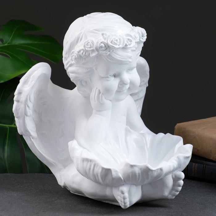 Фигура - подсвечник Фигура - подсвечник "Ангел с кувшинкой" 23х23х27см белый