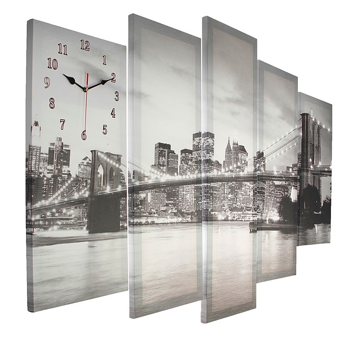 Часы-картина настенные, модульные Часы-картина настенные, модульные "Мост", бесшумные, 80 х 140 см