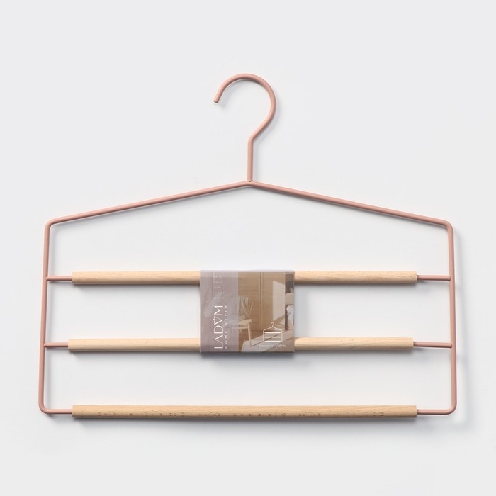 Плечики - вешалка для брюк и юбок LaDо́m Laconique, 36,5&times;31&times;1,1 см, многоуровневая, цвет розовый