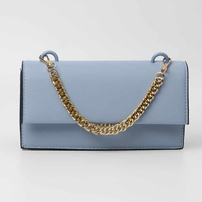 Цепочка для сумки, с карабинами, металлическая, плоская, плотное плетение, 15 &times; 10 мм, 30 см, цвет золотой