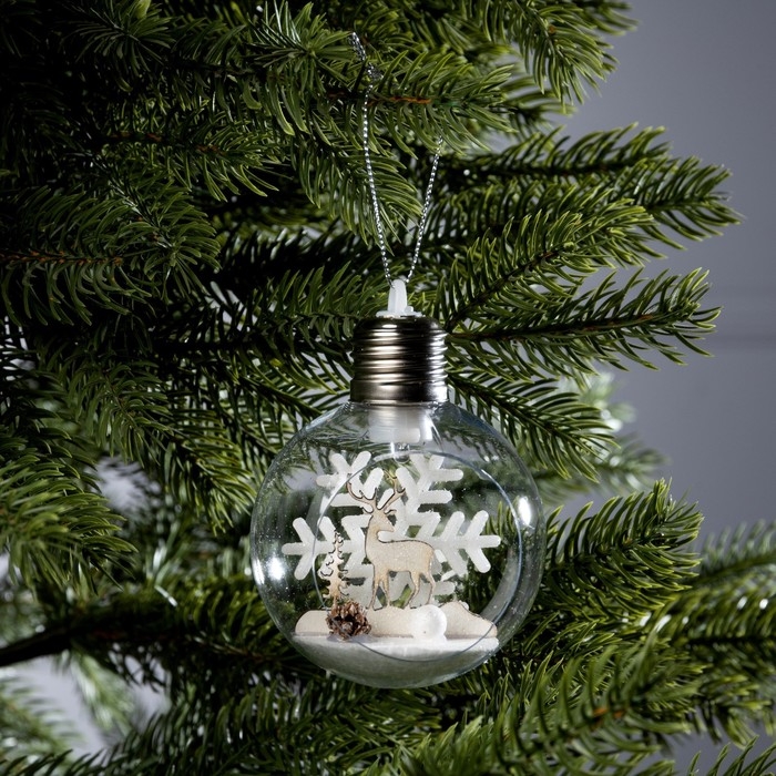 Ёлочный шар «Снежный пейзаж», батарейки, 1 LED, свечение тёплое белое Ёлочный шар «Снежный пейзаж», батарейки, 1 LED, свечение тёплое белое