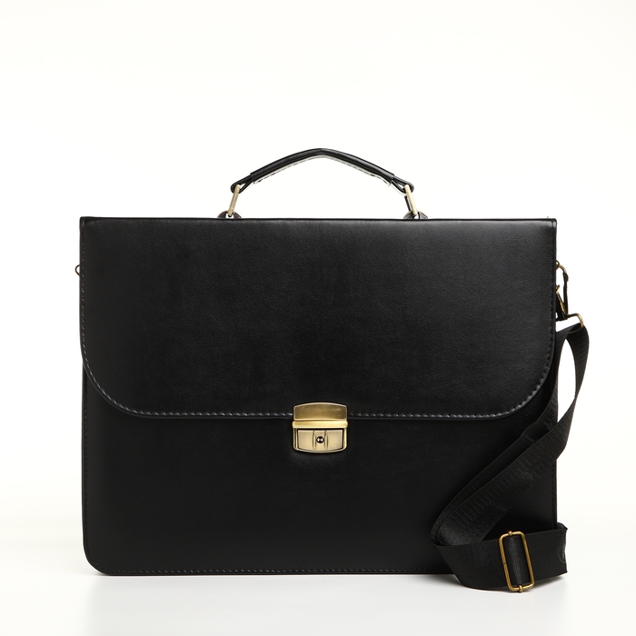 Сумка мужская деловая на клапане, цвет чёрный Сумка мужская деловая на клапане, цвет чёрный