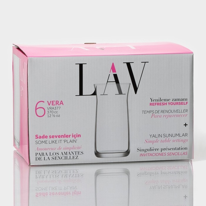 Набор стеклянных стаканов Lav &laquo;Вера&raquo;, 370 мл, 13,5&times;7 см, 6 шт