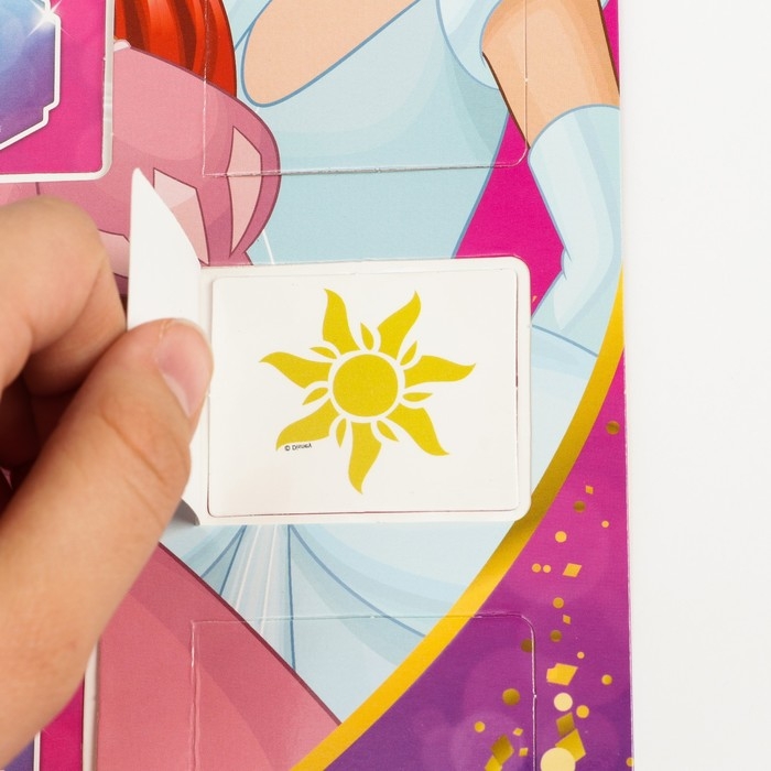 Адвент-календарь &laquo;Рапунцель, Ариель, Золушка&raquo;, с детскими татуировками &mdash; 18 шт., Принцессы Disney