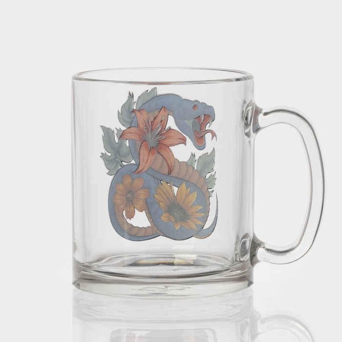 Кружка стеклянная чайная &laquo;Цветы и змеи&raquo;, 320 мл, МИКС