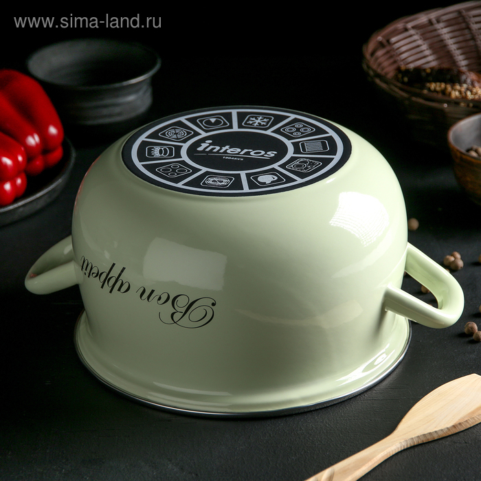 Кастрюля эмалированная «Лайм», 4 л, стеклянная крышка, индукция, цвет светло-зелёный Кастрюля эмалированная «Лайм», 4 л, стеклянная крышка, индукция, цвет светло-зелёный