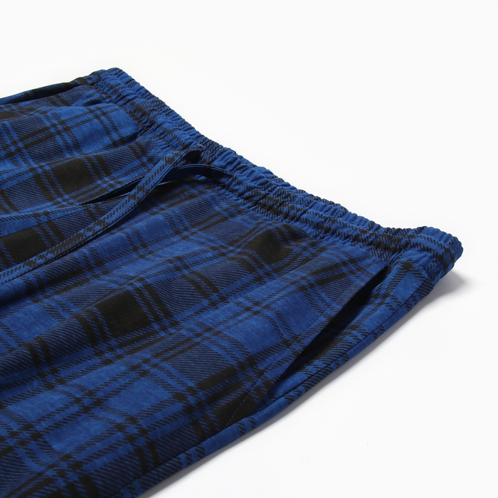Брюки мужские домашние, цвет сине-черная клетка, размер 48
