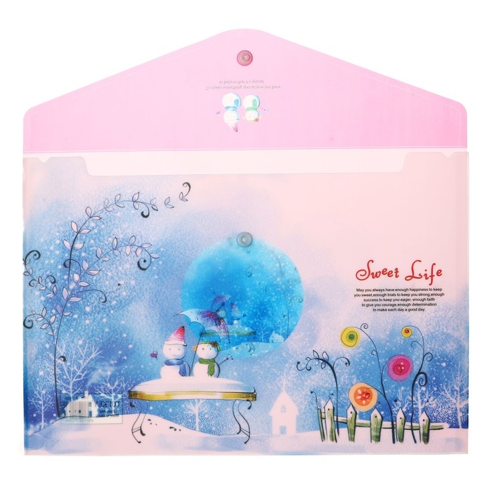 Набор папок-конвертов на кнопке А4, 160 мкр, 12 штук, Набор папок-конвертов на кнопке А4, 160 мкр, 12 штук, "Пейзажи"