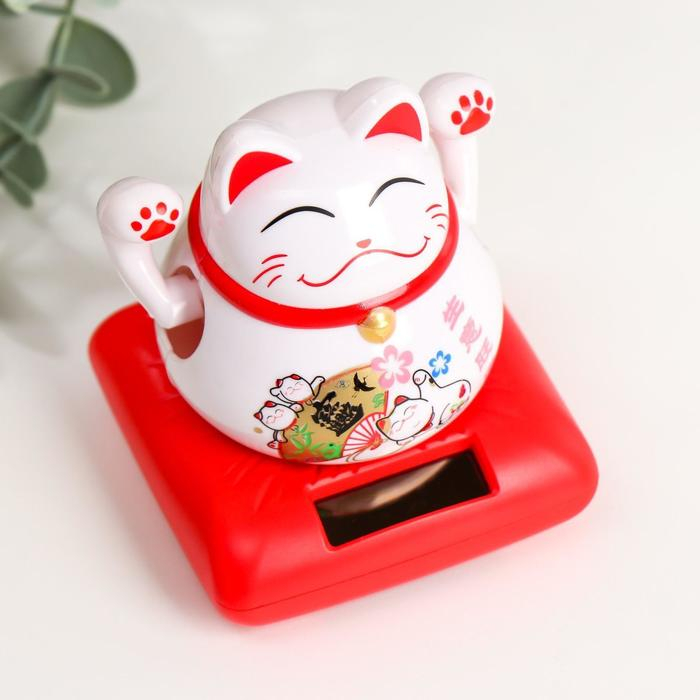 Маятник пластик от солнечной батареи Маятник пластик от солнечной батареи "Кот Манэки-нэко с веером" 8,5х7х7 см