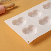 Форма для муссовых десертов и выпечки KONFINETTA &laquo;Сердце с бантом&raquo;, силикон, 19&times;17&times;6,5 см, 6 ячеек (7,1&times;6&times;2,5 см), цвет белый