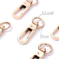 Карабин металлический, 45 × 16 мм / 10 × 2,2 мм, 5 шт, цвет золотой Карабин металлический, 45 × 16 мм / 10 × 2,2 мм, 5 шт, цвет золотой