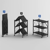 Стеллаж складной на колесах, 5 полок, 72&times;36&times;162,5см, цвет чёрный матовый