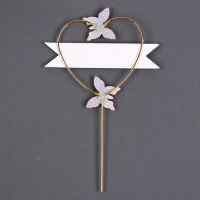 Топпер &laquo;С днём рождения&raquo;, бабочки в сердце, цвет фиолетовый градиент