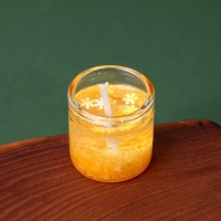 Новогодняя свеча гелевая в стакане Зима это ..&laquo;Новый год: Золотой шик&raquo;, без аромата, скретч-слой, 2,5 х 2,5 х 2,5 см