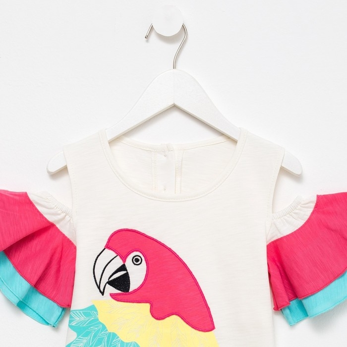 Футболка для девочки, цвет бежевый/коралловый, рост 110 см