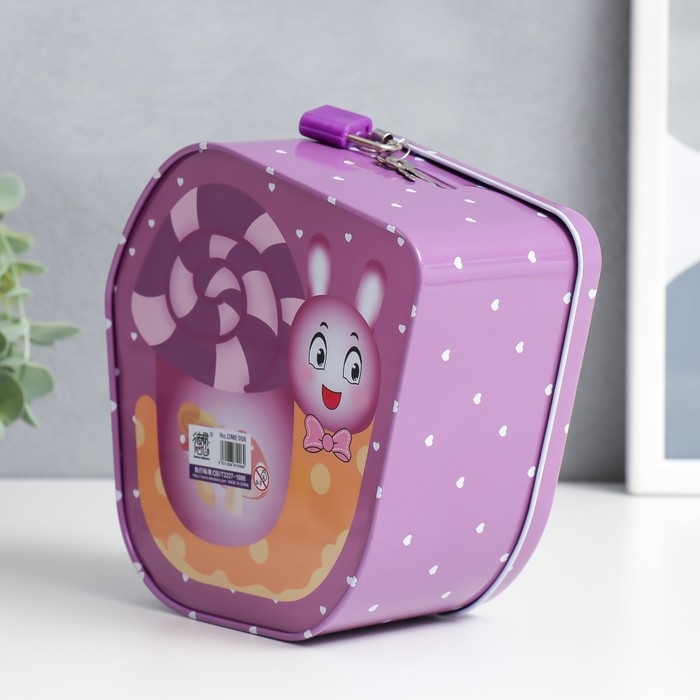 Копилка металл с замочком "Улиточка" МИКС 16,3х8,2х16,1 см