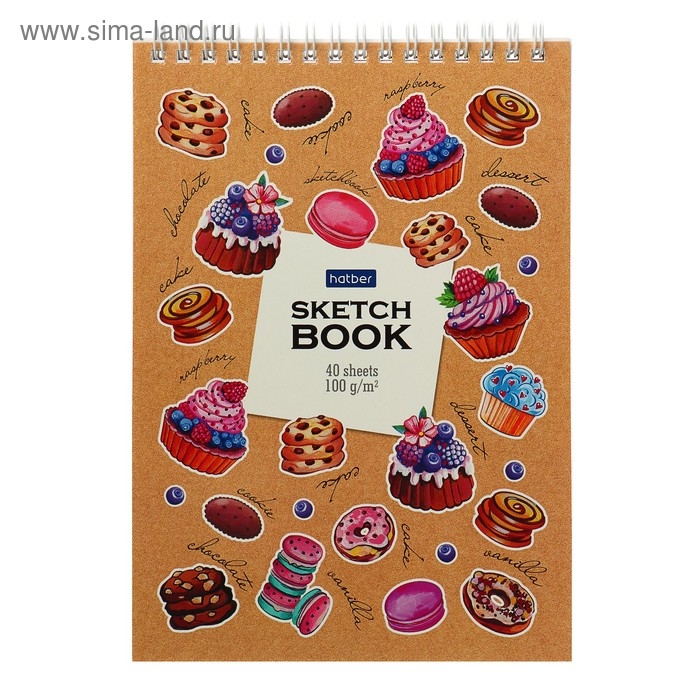 Блокнот-скетчбук А5, 40 листов на гребне "Маленькие радости", обложка мелованный картон, блок 100 г/м&sup2;, с пошаговыми эскизами, жёсткая подложка