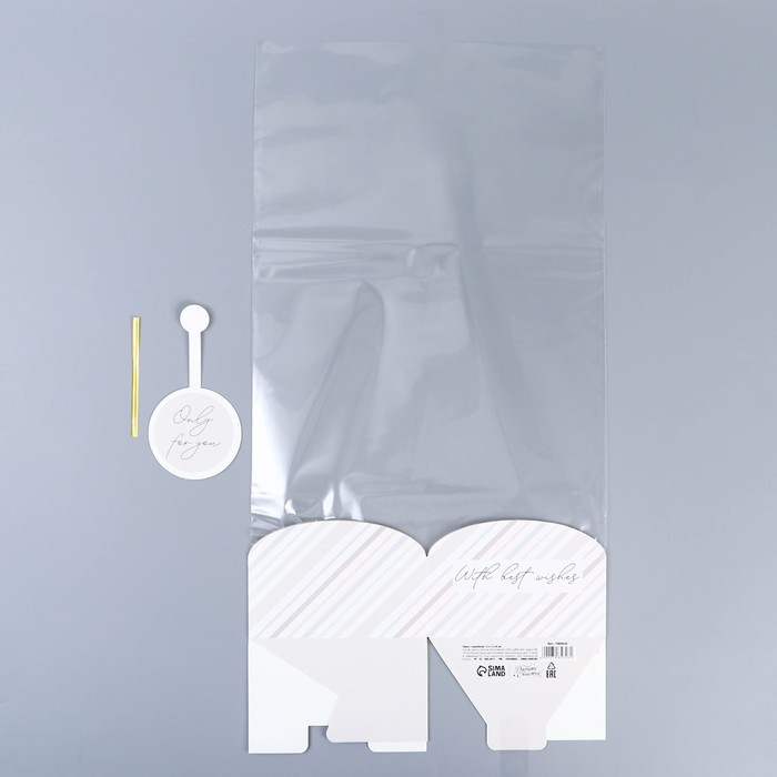 Пакет подарочный с коробкой, упаковка, &laquo;С наилучшими пожеланиями&raquo;, 12 х 12 х 40 см