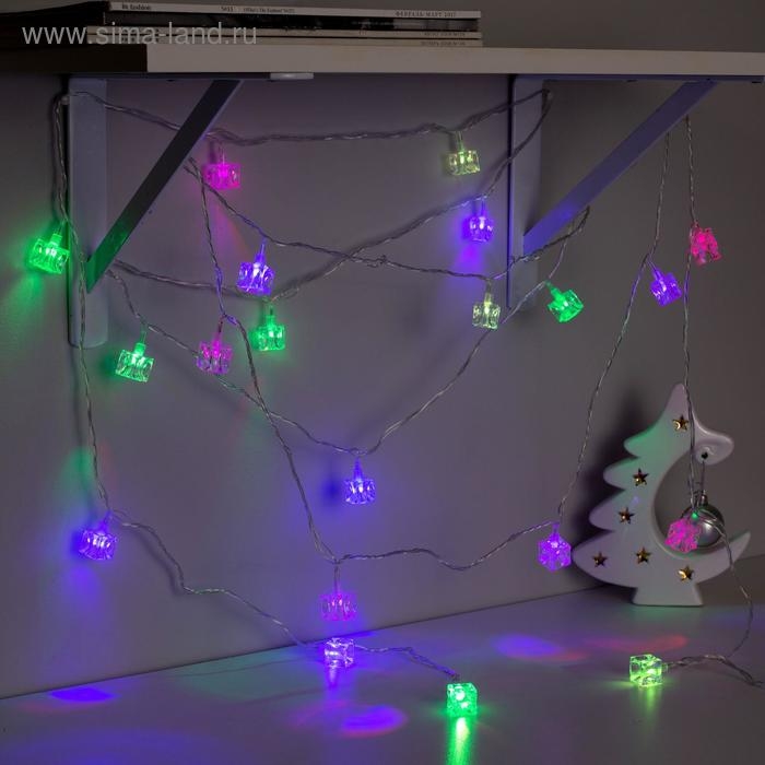 Гирлянда «Нить» 5 м с насадками «Кубики», IP20, прозрачная нить, 20 LED, свечение мульти (RG/RB), мигание, 220 В Гирлянда «Нить» 5 м с насадками «Кубики», IP20, прозрачная нить, 20 LED, свечение мульти (RG/RB), мигание, 220 В