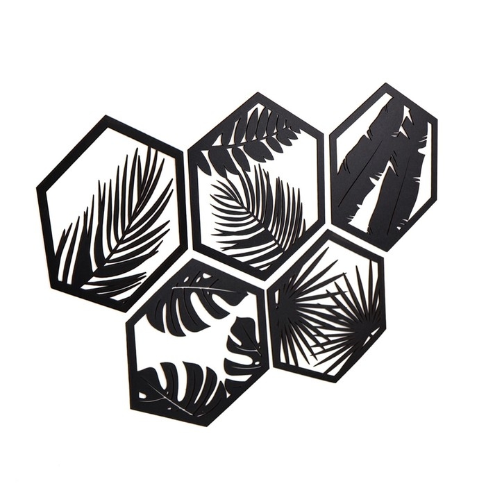 Декор настенный, панно для интерьера из дерева Декор настенный, панно для интерьера из дерева "Папоротник", 5 модулей 32 х 27.5 см