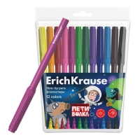Фломастеры 12 цветов ErichKrause "Приключения Пети и Волка", в футляре с европодвесом Фломастеры 12 цветов ErichKrause "Приключения Пети и Волка", в футляре с европодвесом