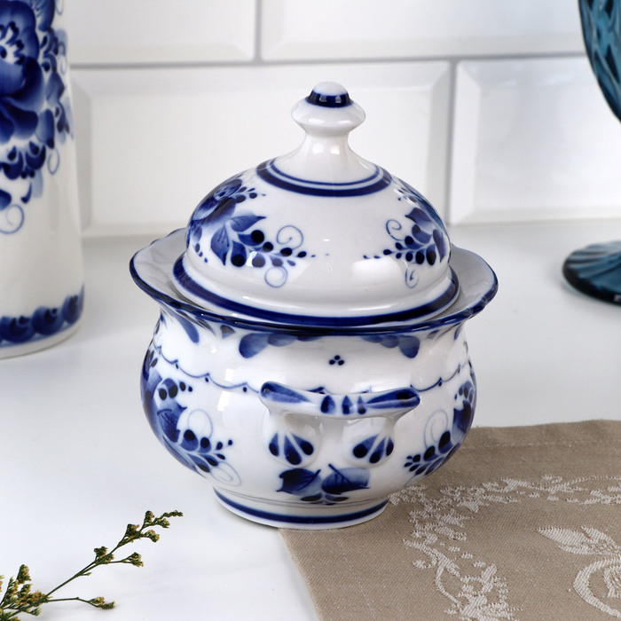 Сахарница &laquo;Бутон&raquo;, 18х13х15 см, гжель