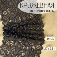 Кружевная эластичная ткань, 170 мм &times; 2,7 &plusmn; 0,5 м, цвет графитовый