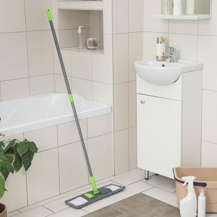 Швабра для мытья пола плоская Доляна, насадка из микрофибры 42&times;12 см, телескопическая ручка 73-124 см