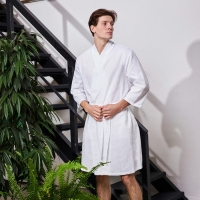 Халат вафельный мужской Экономь и Я рукав 3/4 цвет белый размер 54-56, 100% хлопок, 200 г/м2 Халат вафельный мужской Экономь и Я рукав 3/4 цвет белый размер 54-56, 100% хлопок, 200 г/м2