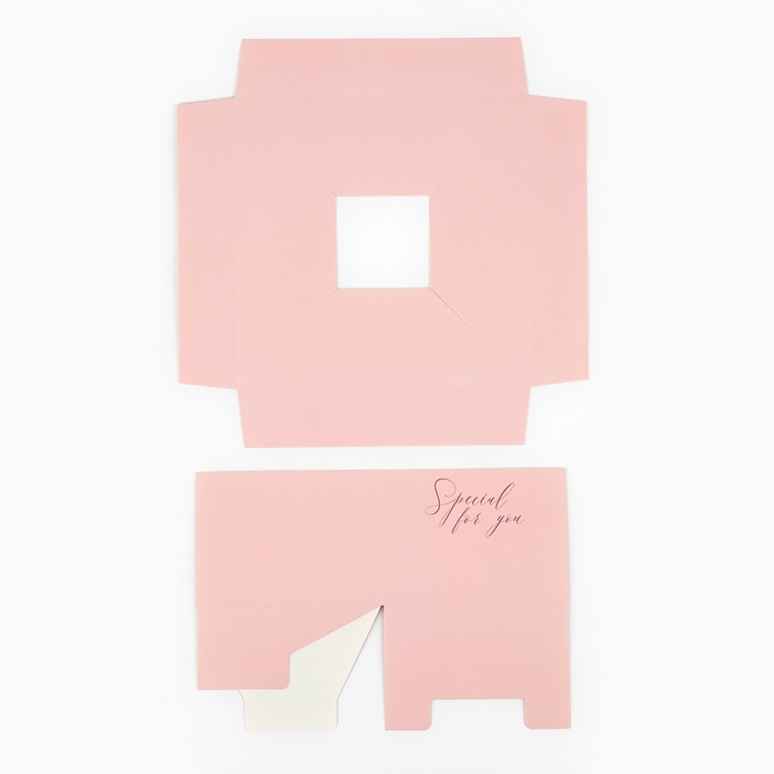 Коробка подарочная складная переноска для цветов, упаковка, &laquo;Персик&raquo;, 20 x 20 x 4 см