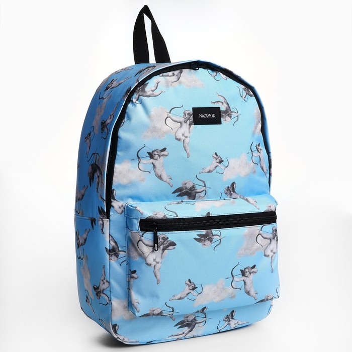 Рюкзак школьный текстильный &laquo;Ангелы&raquo;, 42х14х28 см, цвет голубой