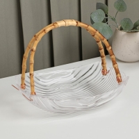 Блюдо стеклянное сервировочное &laquo;Цеста&raquo;, 22,5&times;17 см, ручка бамбук