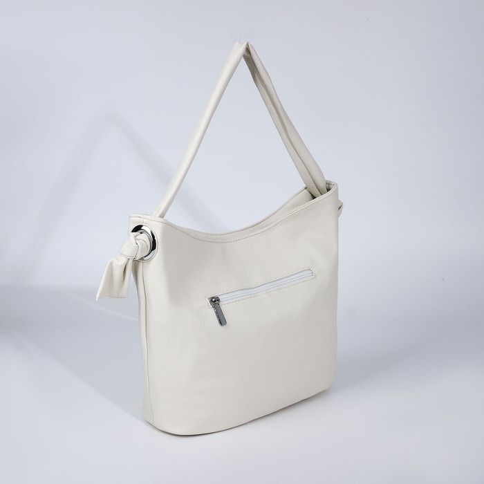 Сумка-тоут на молнии, 2 наружных кармана, цвет белый Сумка-тоут на молнии, 2 наружных кармана, цвет белый