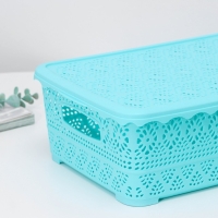 Контейнер для хранения с крышкой «Ажур», пластик, 35×27×12 см, цвет МИКС Контейнер для хранения с крышкой «Ажур», пластик, 35×27×12 см, цвет МИКС