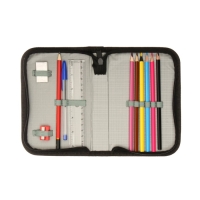 Пенал школьный "Котики", 13 х 19,5 см, на молнии, 1 секция, с наполнением, ткань Пенал школьный "Котики", 13 х 19,5 см, на молнии, 1 секция, с наполнением, ткань