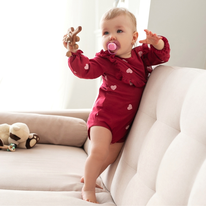 Боди детское с рюшами MINAKU, цвет красный, рост 74-80 см