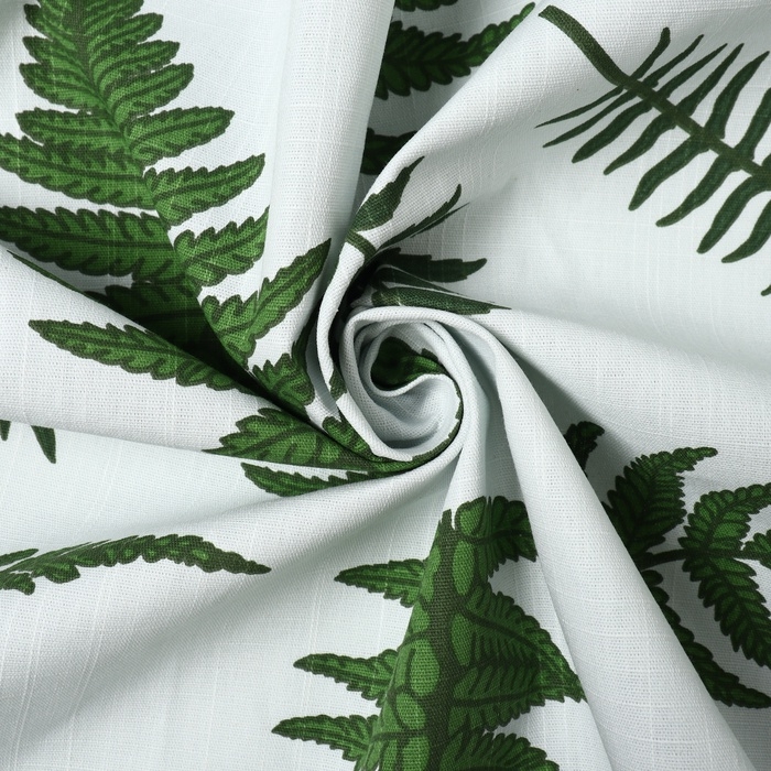 Комплект штор для кухни с подхватами Этель "Папоротник", 150х180 см - 2 шт, репс 220 г/м2, 100% хл