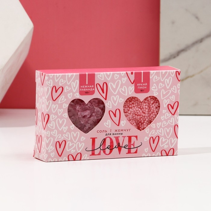 Подарочный набор косметики Love, соль для ванны 100 г и жемчуг для ванны 80 г, ЧИСТОЕ СЧАСТЬЕ Подарочный набор косметики Love, соль для ванны 100 г и жемчуг для ванны 80 г, ЧИСТОЕ СЧАСТЬЕ