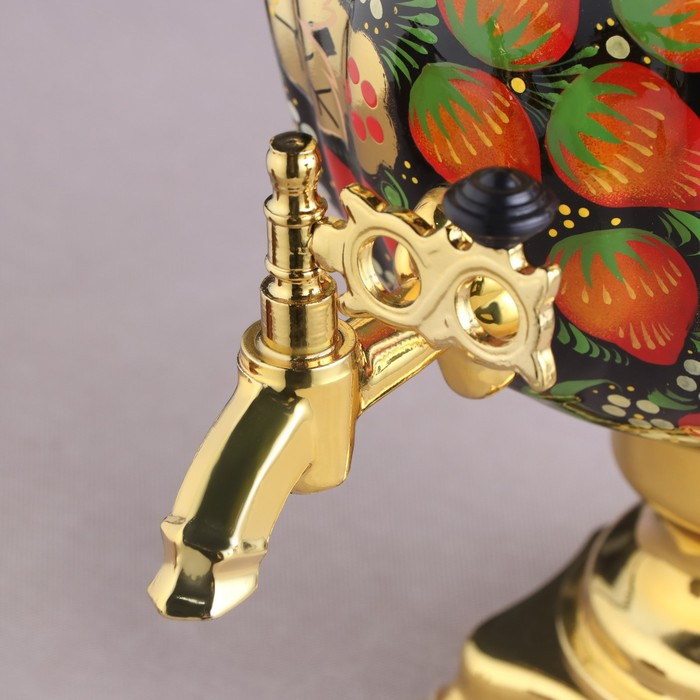 Набор &laquo;Хохлома&raquo;, овал, 3 предмета, самовар 3 л, заварочный чайник 0,7 л, поднос