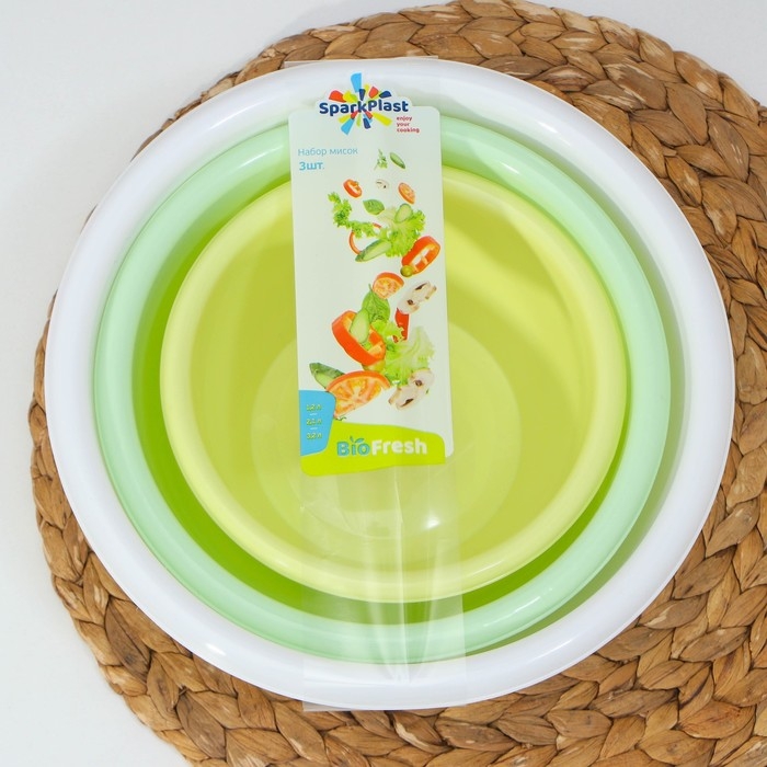 Набор мисок, 3 шт: 1,2 л; 2,1 л; 3,2 л, цвет МИКС Набор мисок, 3 шт: 1,2 л; 2,1 л; 3,2 л, цвет МИКС