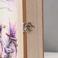 Ключница дерево 6 крючков "Лаванда на велосипеде" 5,5х19,5х26 см