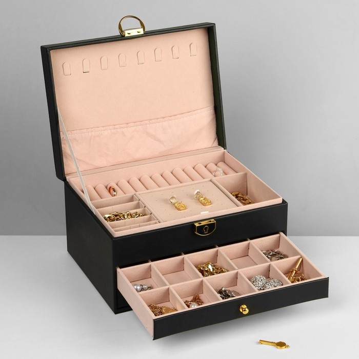 Подставка для украшений Queen fair &laquo;Шкатулка&raquo; 3 яруса, 23&times;17&times;13 см, цвет чёрный