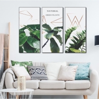 Наклейка пластик интерьерная триптих "Растения и геометрия" набор 3 листа 29,5х61 см