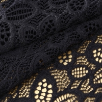 Кружевная эластичная ткань &laquo;Пятилистник&raquo;, 170 мм &times; 2,7 &plusmn; 0,5 м, цвет чёрный