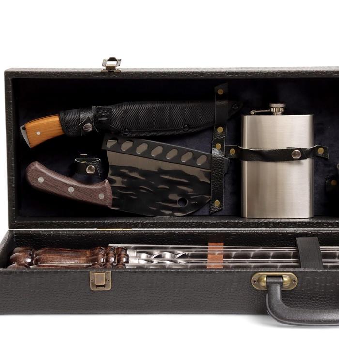 Набор с шампурами подарочный "Тигр" №25, в кейсе из эко-кожи