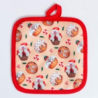 Кухонный новогодний набор Доляна Christmas прихватка 17*17см, варежка 26*16 см, фартук 60*80 см,100% п/э Кухонный новогодний набор Доляна Christmas прихватка 17*17см, варежка 26*16 см, фартук 60*80 см,100% п/э