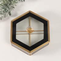 Шкатулка стекло с металлическим каркасом "Шестиугольник" прозрачный черный 17,5х20х8 см Шкатулка стекло с металлическим каркасом "Шестиугольник" прозрачный черный 17,5х20х8 см