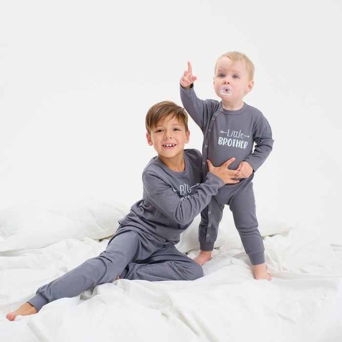 Комбинезон Крошка Я "Brother", рост 62-68 см, цвет тёмно-серый